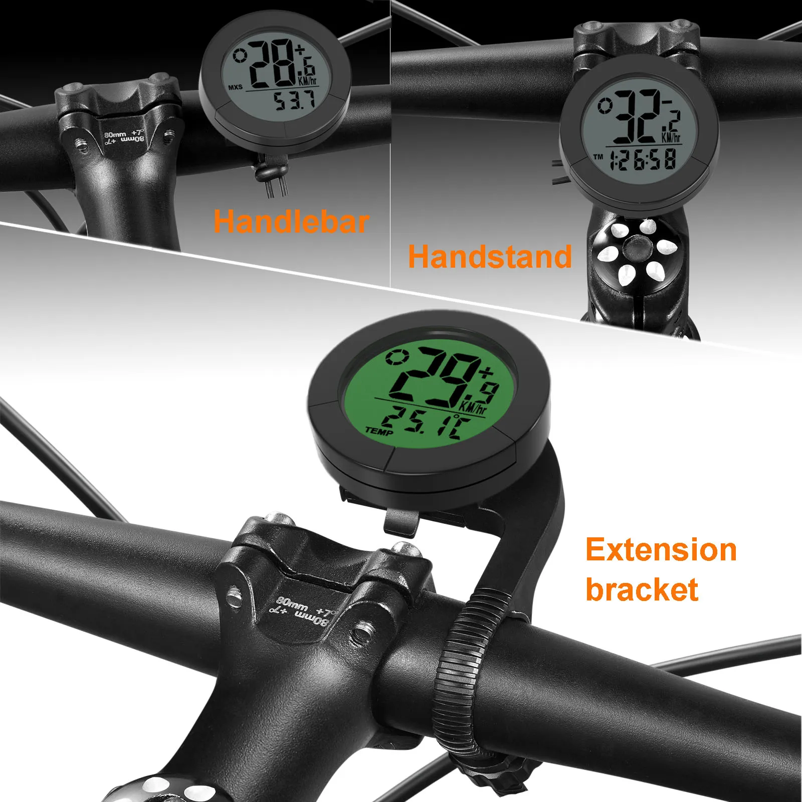 Round Wireless Bicycle Computer ,LED Luminous Backlight, Bike Speedometer, MTB Odometer, Temperature Measurement, Riding Equipme
