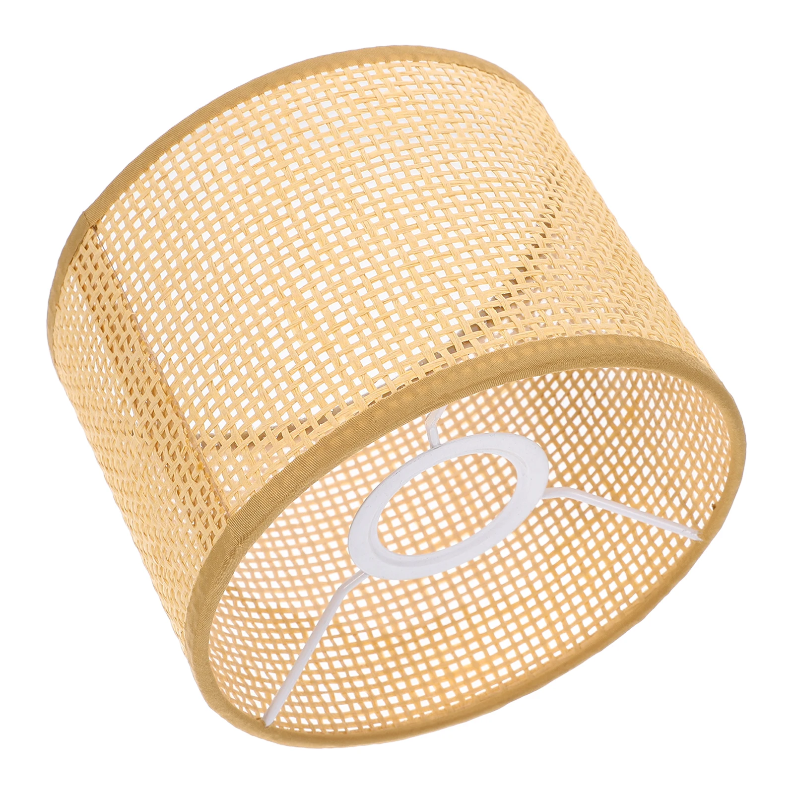

Rattan Lampshade 16x12 Grid Hand Woven Lamp Cover for Table Ceiling Retro Bohemian Small Night Stand Decor Lighting Accessories