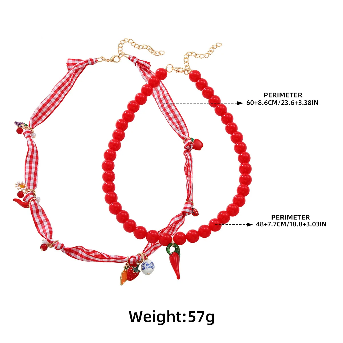 ZAA Boho Women Jewelry 2025 Trend Layered Pepper Stawberry Pendant Beaded Choker Necklace Charm Prom Party Accessories Cute Gift