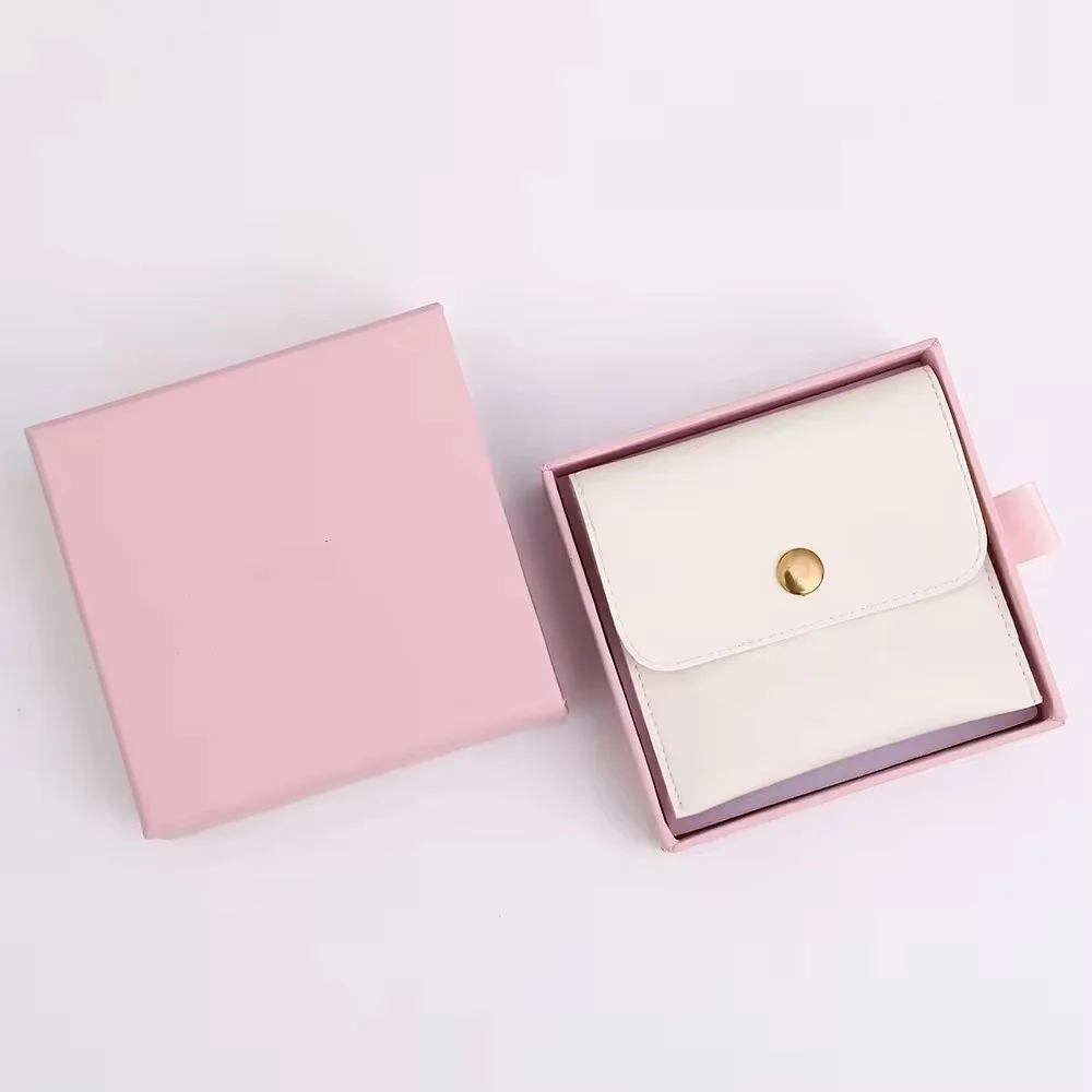 9*9 Box with Pouch Necklace packaging Jewelry Box with logo Microfiber Jewelry Bag Pouch Drawer Necklace Earring Box