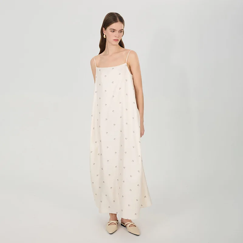 100% Mulberry Silk Maxi Slip Dress Women Printed Loose Glossy Satin Long Dresses Elegant Daily Vacation Wedding Guest Silk Gown