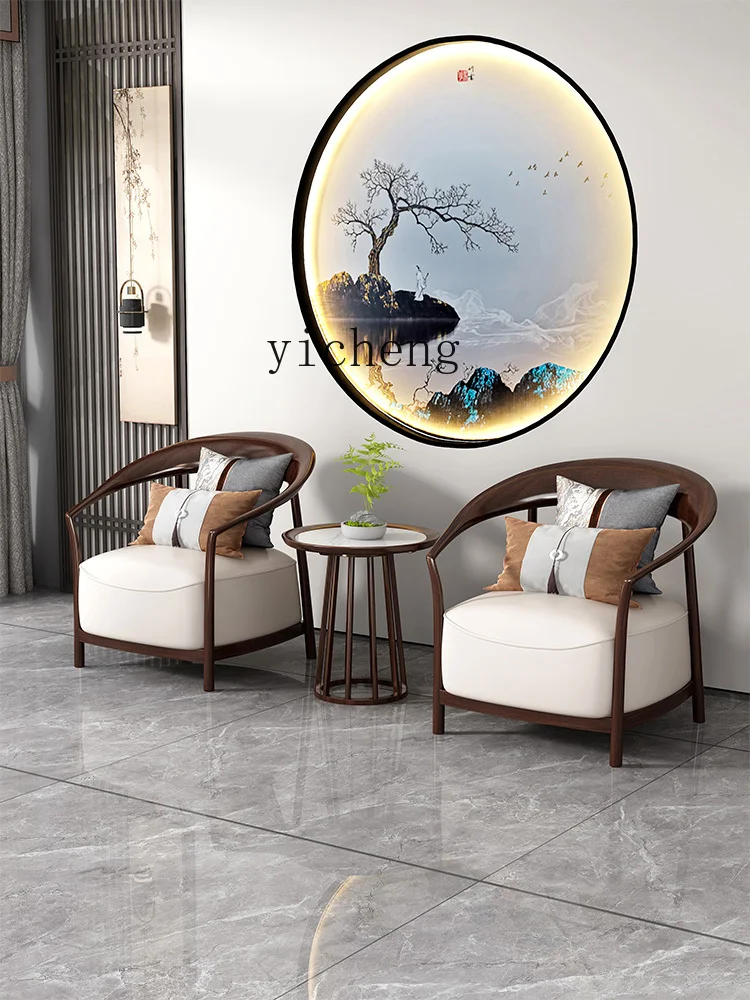 Solid Wood Single-Seat Sofa Chair Living Room Balcony Tea Chair Conference Chair