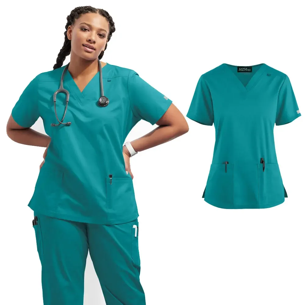 Traje ligero con cuello en V para mujer, uniformes quirúrgicos de enfermería, conjuntos de pantalón médico de manga corta para sala de operaciones de verano, nuevo