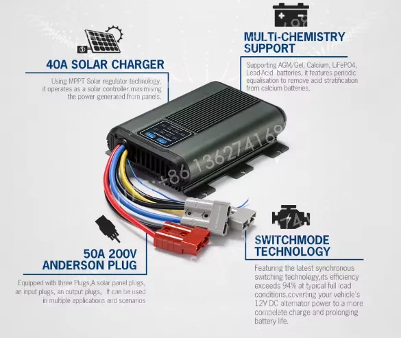40A 12V MPPT-oplader op zonne-energie - DC-DC-laadsysteem met dubbele batterij