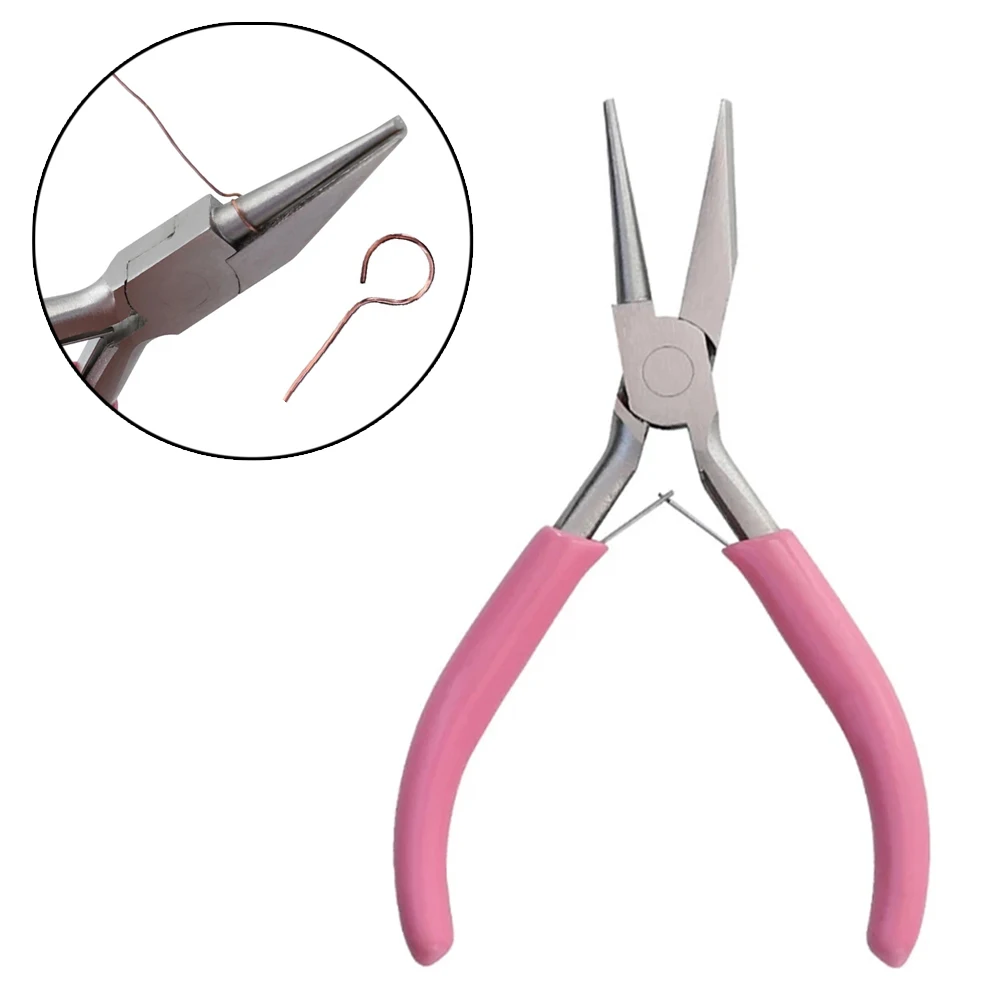 

125mm Pink Round Concave Pliers Carbon Steel For Winding Rolling DIY Handmade Jewelry Wire Bending Tools Hand Tools
