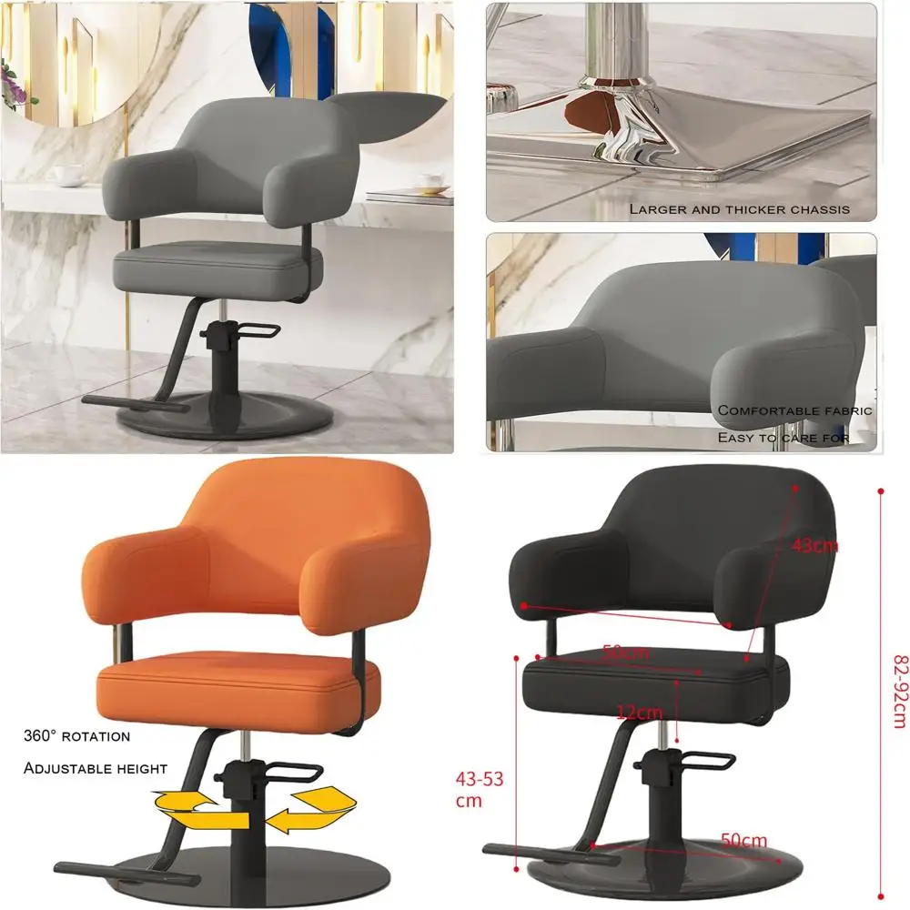 360-Degree Swivel Hair Salon Styling Chair with Height-Adjustable Hydraulic Shampoo Seat and Spa Features