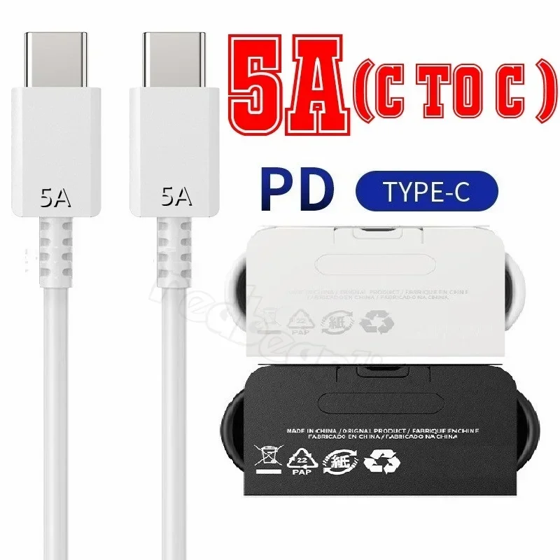 2Pcs  45W 5A Super Fast Quick Charging cable wire 1m 3ft Type c PD USb Cable For Samsung S10 S20 S21 S22 htc Lg usb cable