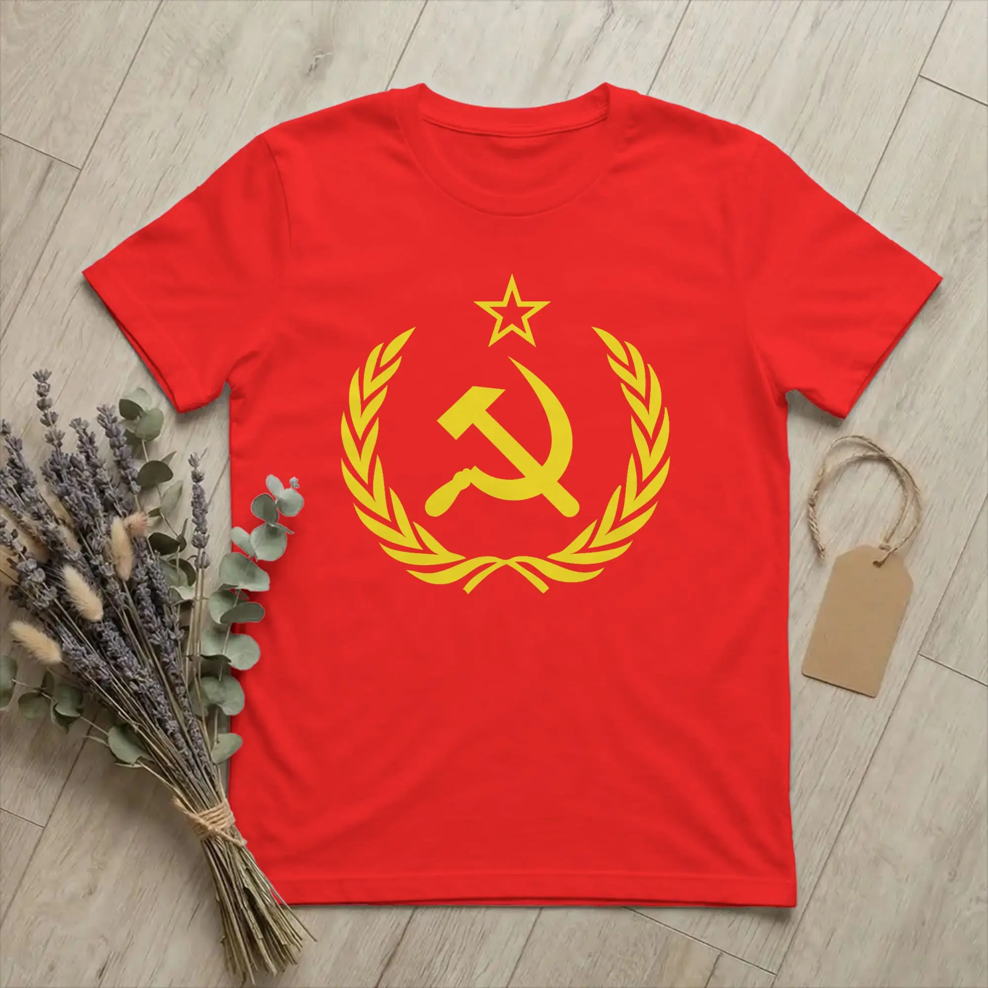 Funny Hammer Sickle Soviet Union CCCP T-Shirt Men Crew Neck Cotton T Shirts USSR Russian Short Sleeve Tee Shirt Plus Size merch
