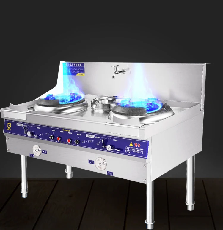 Stove With Oven Burner Industrial Two Wok Gas Range Stove Restaurant Equipments Chinese Wok Burner Stand Burner Cooker Gas Stove