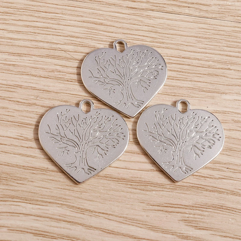 Tusember 10 Stück 23 x 23 mm Legierung Gold Silber Farbe Lebensbaum Herz Charms Anhänger für DIY Ohrringe Halsketten Schmuckherstellung Zubehör – Detail 1