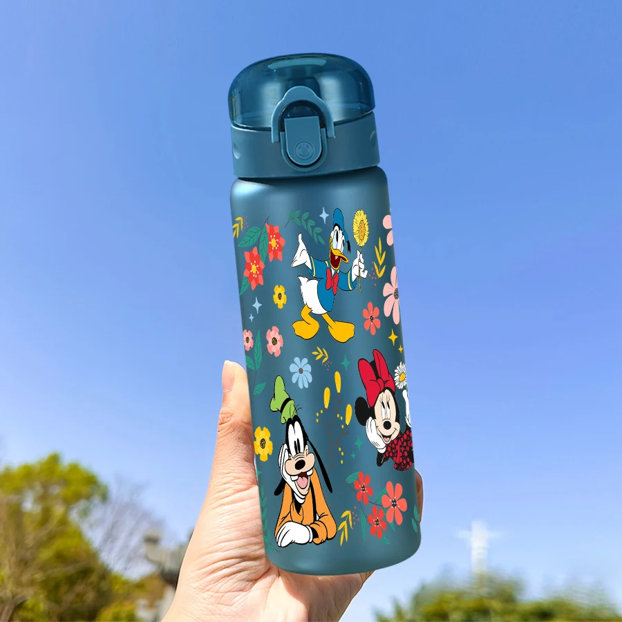1 ชิ้น ดิสนีย์ มิกกี้ ลายดอกไม้ 26 ออนซ์ขวดน้ำพลาสติกกีฬากลางแจ้งถ้วยน้ำวันเกิด/ของขวัญกลับบ้าน