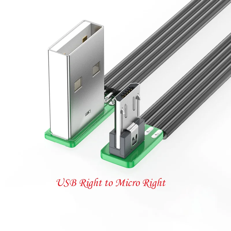 JavicTech Micro USB Flat Cable USB 2.0 Male to Micro USB Male 90 Degree UP Angled Ribbon Flex Extension Cable Adapter