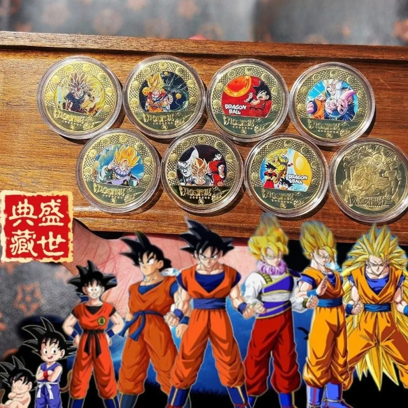 

New Dragon Ball Animation Son Goku Vegeta peripheral metal figures commemorative coin collection cartoon character coin gift