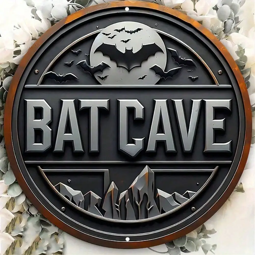 Vintage Bat Cave Metal Sign 8x12 Inch for Outdoor Bar Garage Man Cave Wall Decor