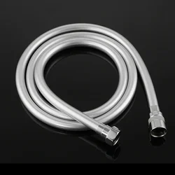 PVC High Pressure Silver Smooth Shower Hose for Bath Handheld Head Flexible 360 Rotation Water