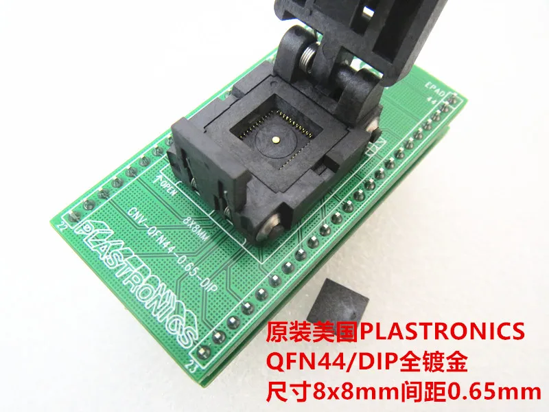 Imagem -01 - Clamshell Qfn44bt0.65-01 Qfn44 Dip44 8*8 mm Espaçamento 0.65 mm ic Queima Assento Adaptador Teste Assento Soquete Banco de Teste clamshell qfn44bt065 01 qfn44 dip44 88 mm espacamento 065 mm ic queima assento adaptador teste assento soquete banco de teste 01