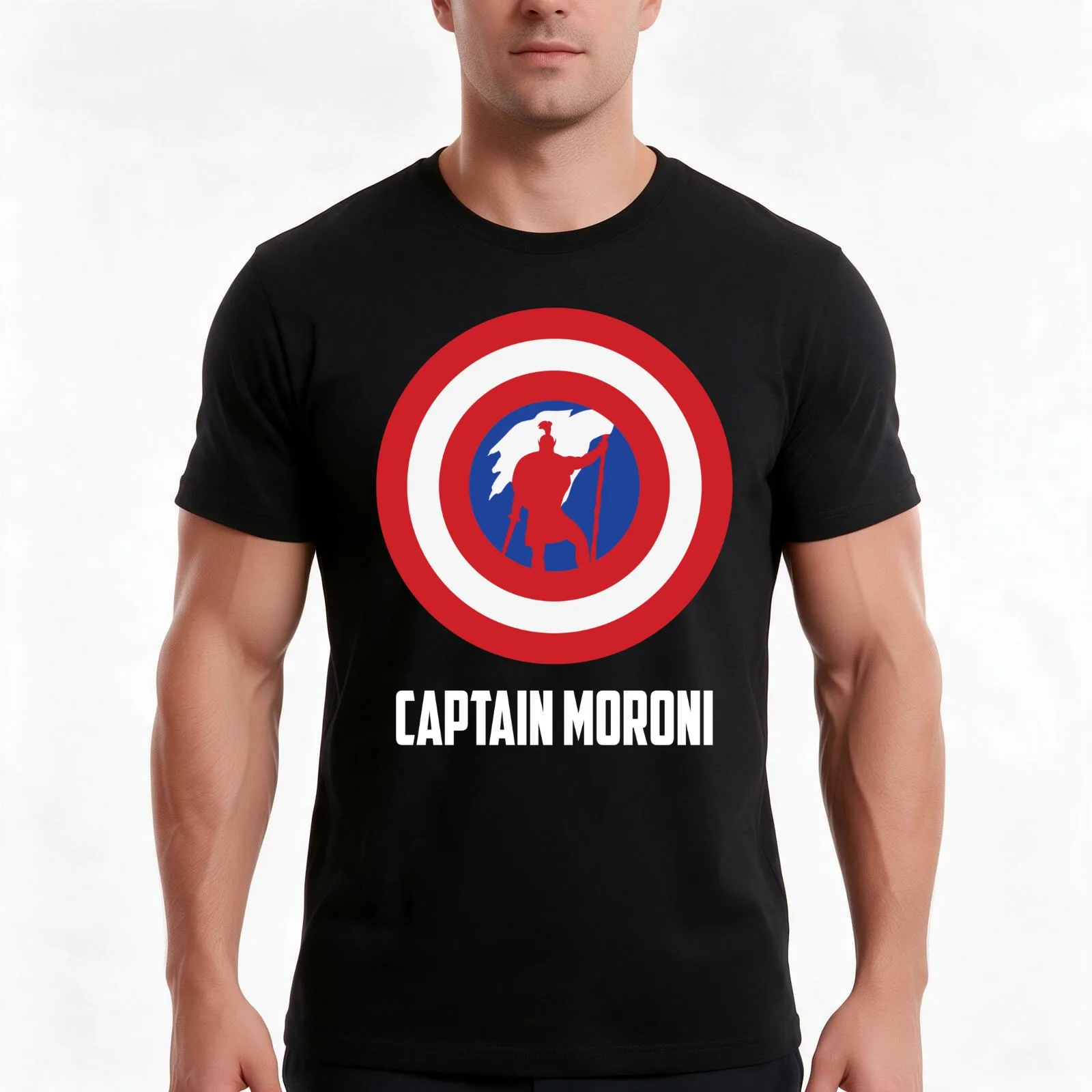 Mighty Captain Moroni T-Shirt, Summer Casual Cotton Tee, Oversized Streetwear Tops, Vintage Graphic Print, Unisex Men Women
