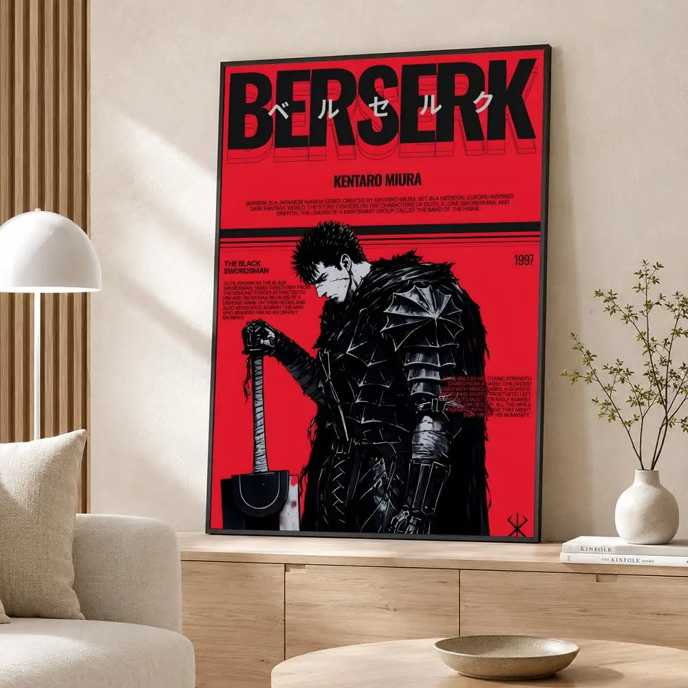 Anime Berserk Poster Poster Wall Sticker Waterproof Self Adhesive HD Art  Bedroom Bar Decor