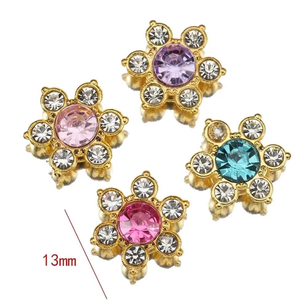 50 pcs Kristal Rhinestone Bunga 13mm Berwarna-warni Cabochon Flat Backing Patch untuk Pembuatan Perhiasan Bros Aksesoris DIY