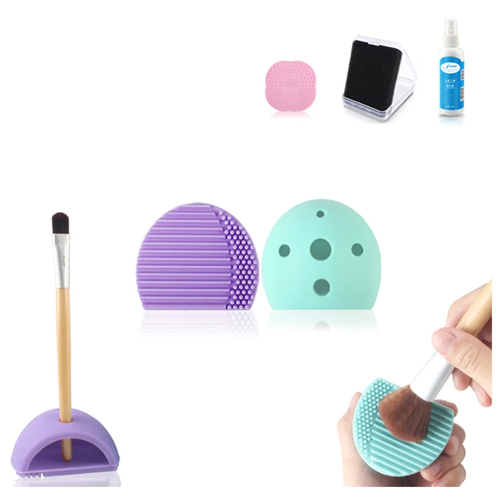

2 pcs Silicone Cleaning Pad For Makeup Brushes Dual Texture Washable Scrubber Mat Travel Friendly Brush Cleaning Tool Organizer