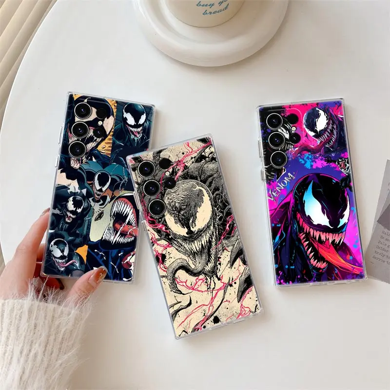 

Cool Venom Art Transparent Case For Samsung Galaxy S26 S25 Ultra S24 S22 S26 Plus S20 S23 S21 S25 FE S24 5G Clear Silicone Cover