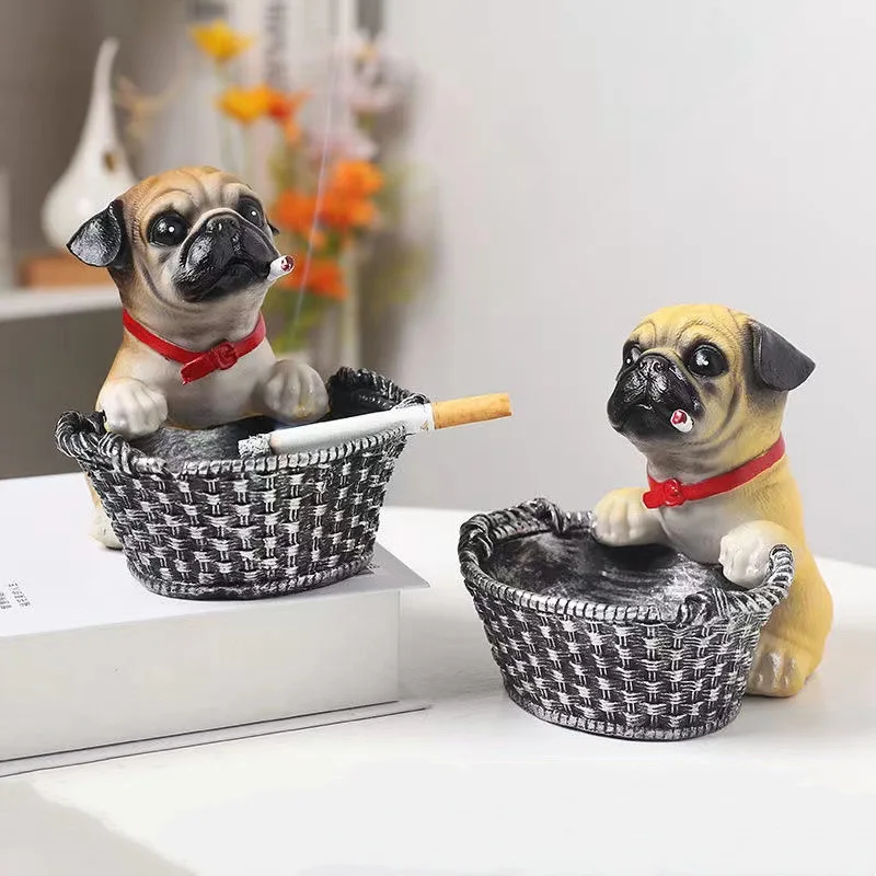 Ashtray creative personality trend anti-fly ash home living room 2022 cute dog animal anti-ashtray home ornament