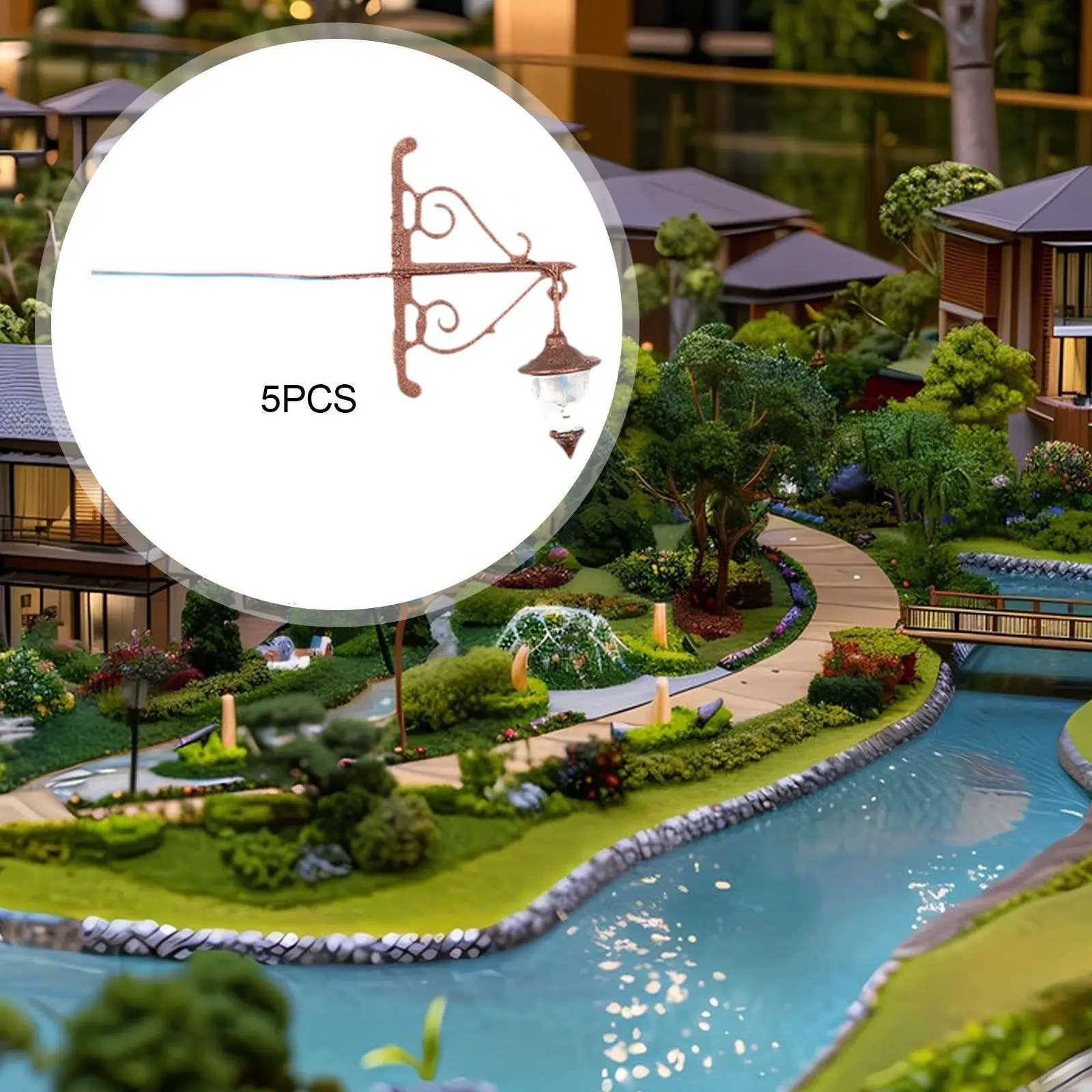 5 stuks miniatuur wandverlichting schaal 1:87 met warm wit licht LED-wandlampen modelaccessoires voor scène miniatuurlandschappen