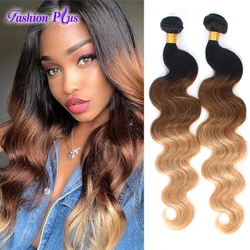 Ombre Body Wave Bundles Only 1B//30/27 Human Hair Wave Honey Blonde Brazilian Bundles 100% Remy Human Hair Weaving