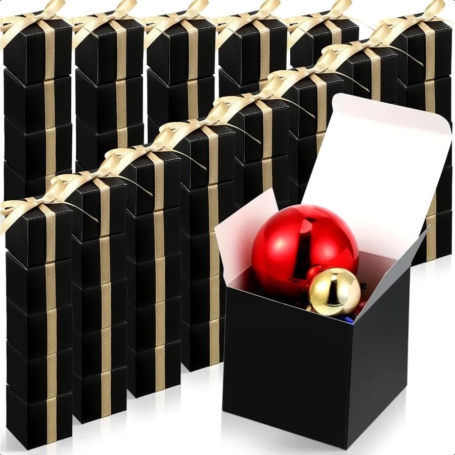 

100 Pcs Mini Favor Boxes Paper 3 x 3 x 3 Inch Black