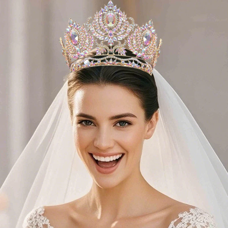 

1PCS Baroque Cross border Bride Crown Luxury Beauty Pageant Grand Crown Fashion Show Crown Queen Party Perfect Crown