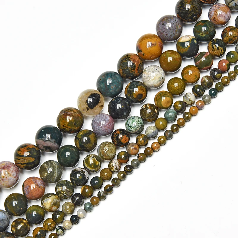 4m6m8m Großhandel runde natürliche Ozean Achat Jaspis Stein Perlen natürliche Edelstein Perlen DIY lose Perlen für Schmuck machen Strang – Detail 5