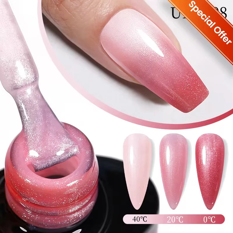 UR SUGAR Clearance Nail Polish Sparking Pink Aurora Thermal Gel Nail Polish Winter Soak Off UV Gel Lamp UV Led Gel Va