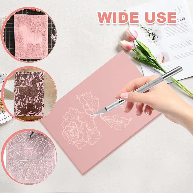 TOP 4 Pieces Rubber Carving Blocks, 8 X 12 Linoleum Blocks For Printing, Stamp Carving Kit, For Stamp Carving, DIY