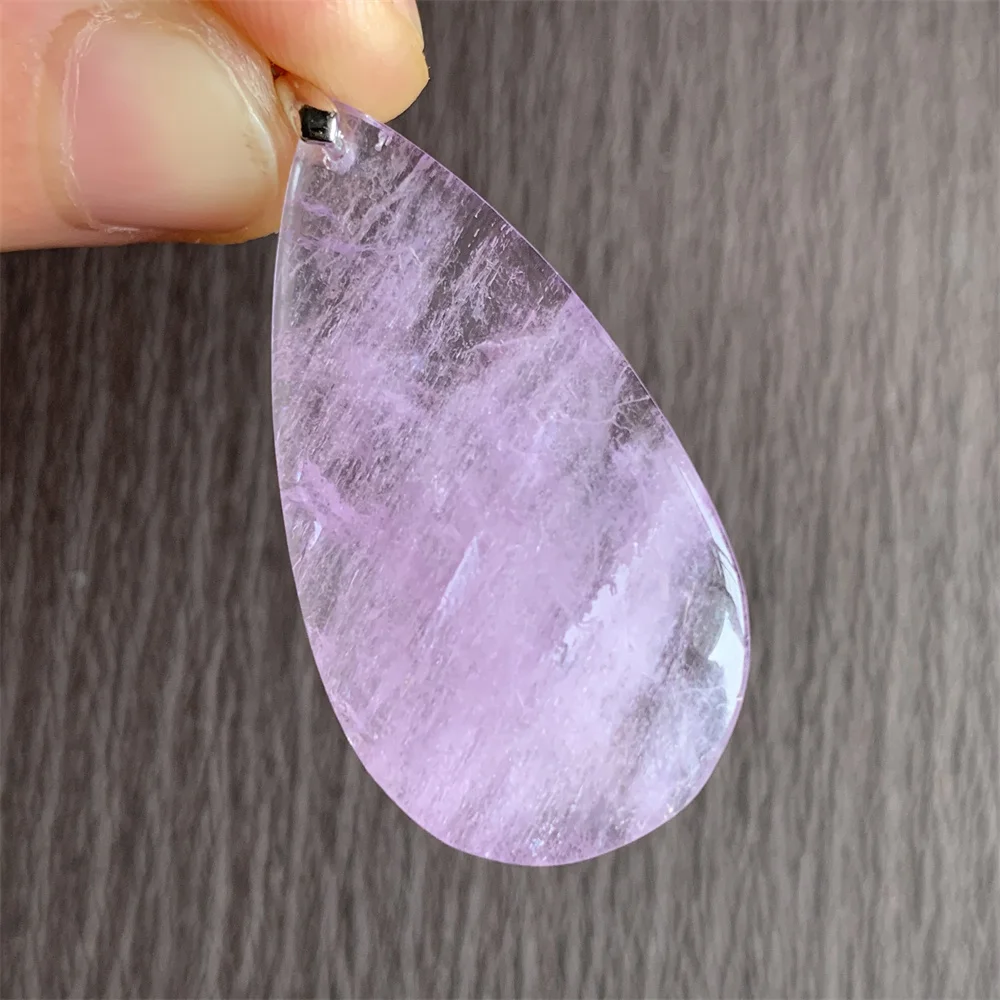 Natural Lavender Purple Kunzite Pendants Necklaces for Women AAAAAA Half Transparent Gemstones Beads Flash Jewelry 925 Silver
