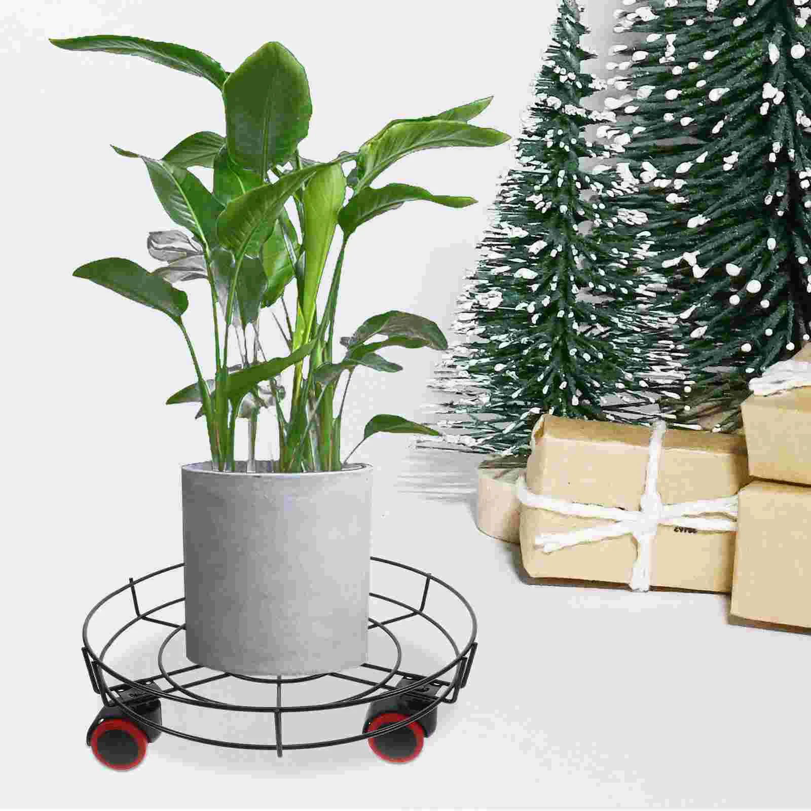 Round Light Luxury Flower Stand Base Circular Tray Carbon Steel Movable Pot Storage Rack