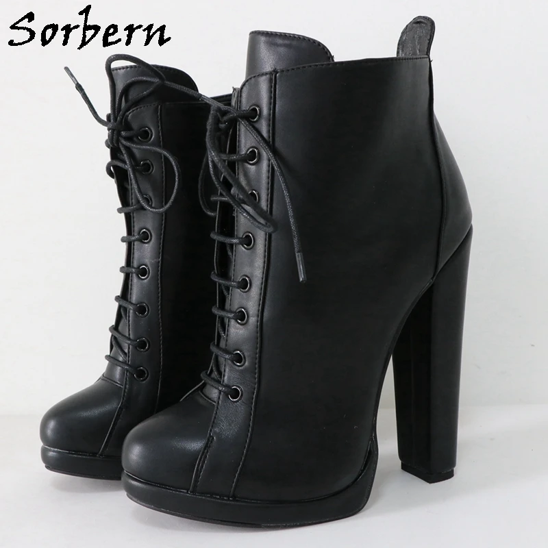 Sorbern 16cm High Arch Ankle Boots Small Size Unisex Round Toe Visible Platform Shoes Side Zipper Big Size  EU33-48 Custom Color