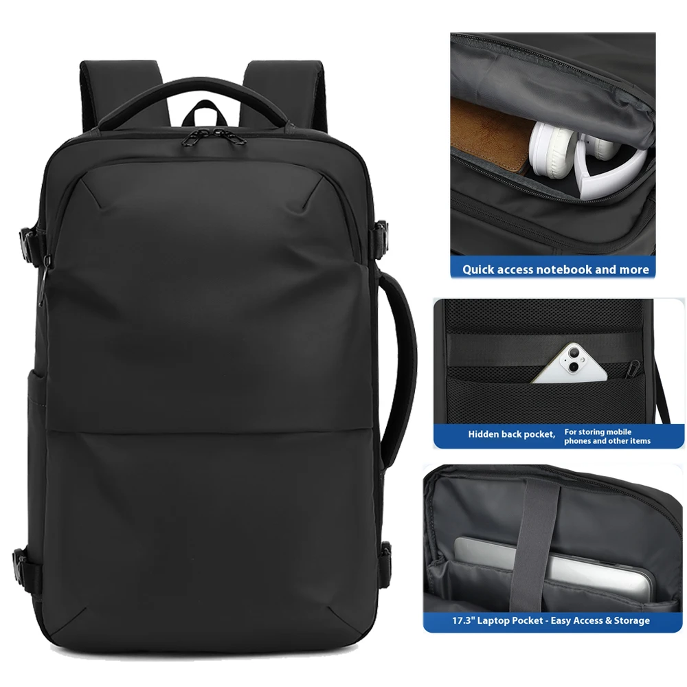 

Vacuum travel backpack with pump, vacuum sealed 50 liter expandable compression backpack, 17.3-inch waterproof laptop backpack