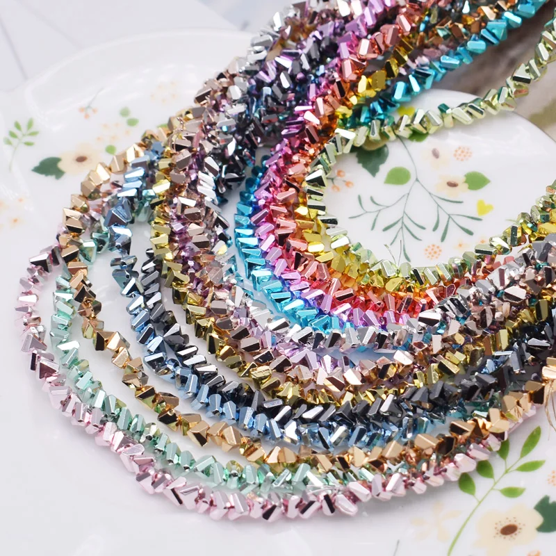 New Gold Color Silver Color Triangle Crystal Beads 4mm 130pcs Crystal Glass Loose Spacer Beads For Jewelry Making DIY