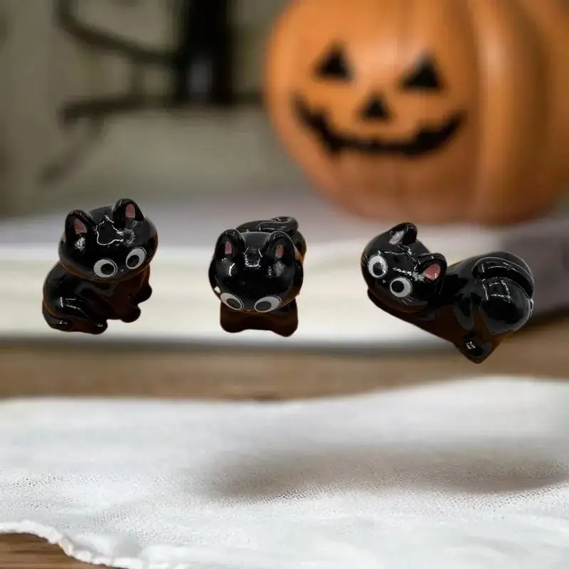 1/6Pcs Cute Kitten Desktop Room Decor Figurine Miniature Cartoon Black Cat Micro Landscape Resin Ornaments For Home Decoration
