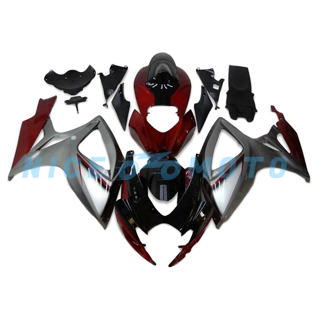 Full Motorcycle Fairings Panel Kit Custom fit for GSX-R600 750 2006 2007 K6  GSXR600 06 07 GSXR750 Grey Red