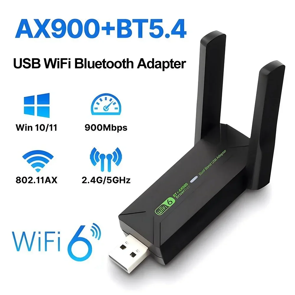 WiFi 6 AX900 BT5.4 USB Adapter Dual Band 2.4G/5Ghz Wireless Network Card WiFi 6 USB Transmitter Receiver Dongle For Win 10/11 PC