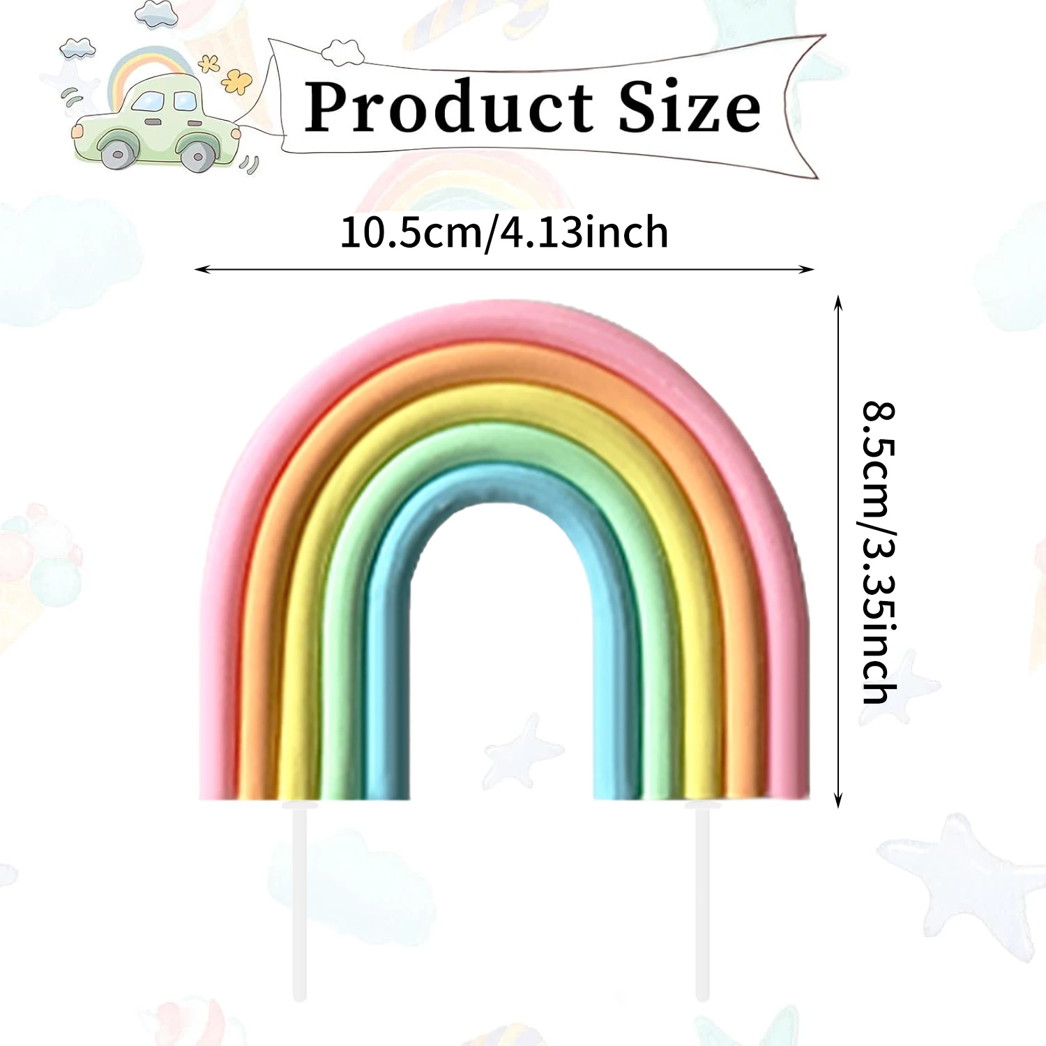 Regenbogen-Kuchendekorationen – bunter Regenbogen-Cupcake-Topper, personalisierter Tortenaufsatz für alles Gute zum Geburtstag – Detail 15