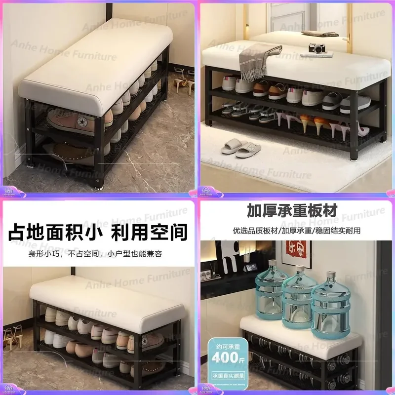 Luxury Shoe Bench with Storage Entryway Shoe Rack Stool Integrated Cabinet for Home Doorway High End Seating Organizer
