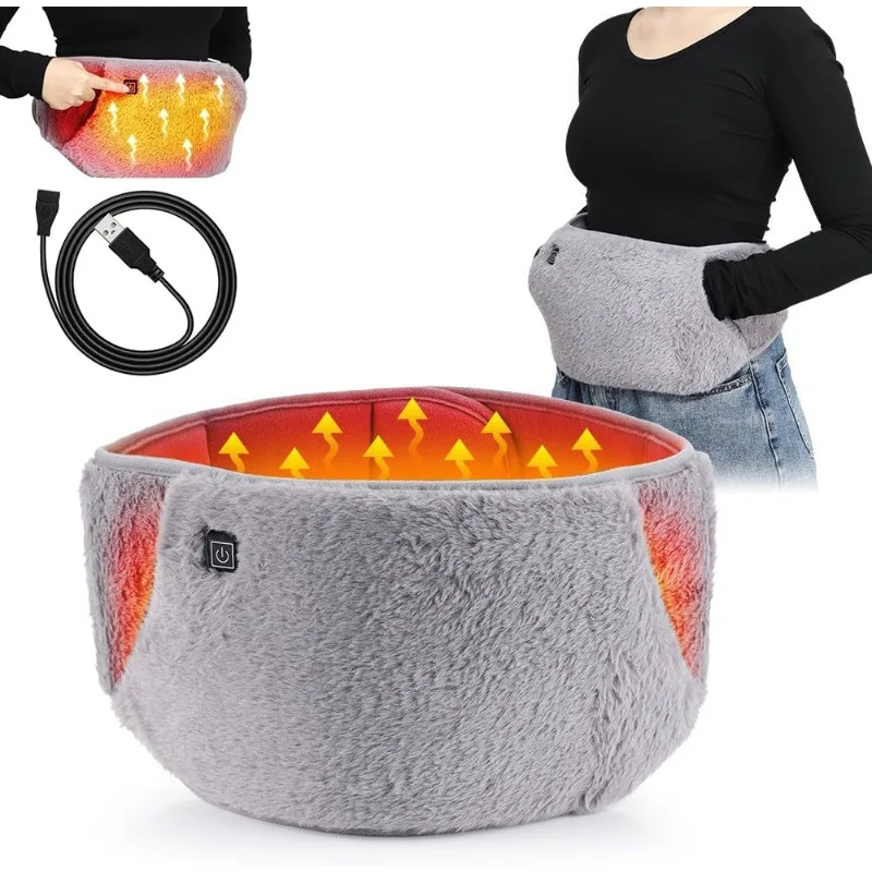 Cintura riscaldante, cuscino riscaldante alimentato tramite USB con tasche a mano, controllo della temperatura a 3 livelli per crampi mestruali Dolore alle articolazioni del corpo