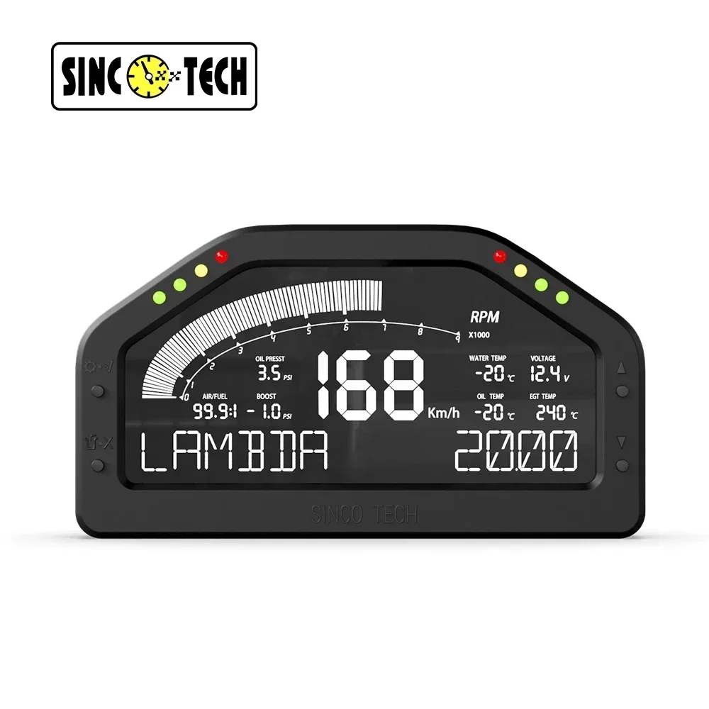Wideband DO926WB Sensor Kit 7-Color Boost AFR EGT Oil Press Water Temp Volt Speedometer RPM Black Racing Dashboard