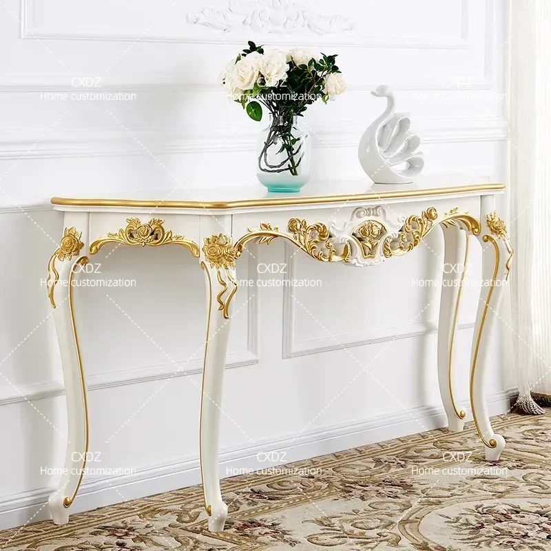 Light Luxury Entrance Table Against Wall European Style End View Table Wall Side Cabinet Living Room Door Semicircular Long