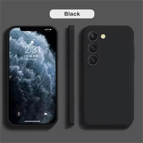 Luxury Black Silicone Case For Samsung S24 S23 S22 S21 S20 FE UItra Plus Galaxy A32 A42 A51A52 A72 Note10 20 Back Cover