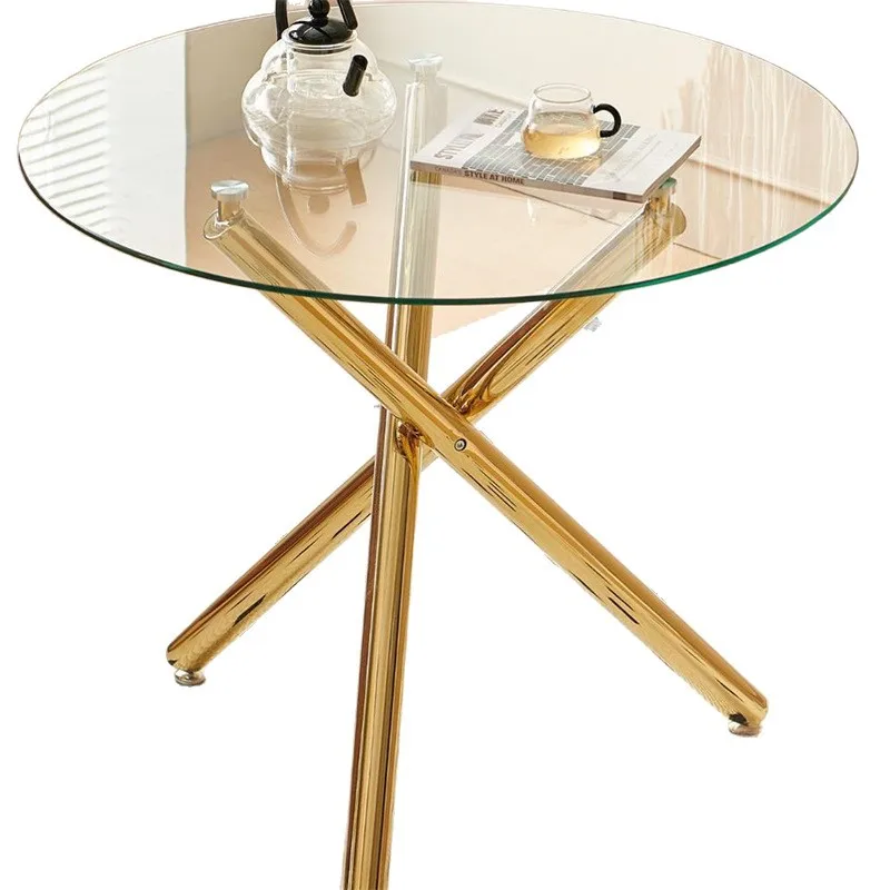 Modern simple round negotiation table Cafe Restaurant Tempered glass dining table Outdoor activities Creative small table