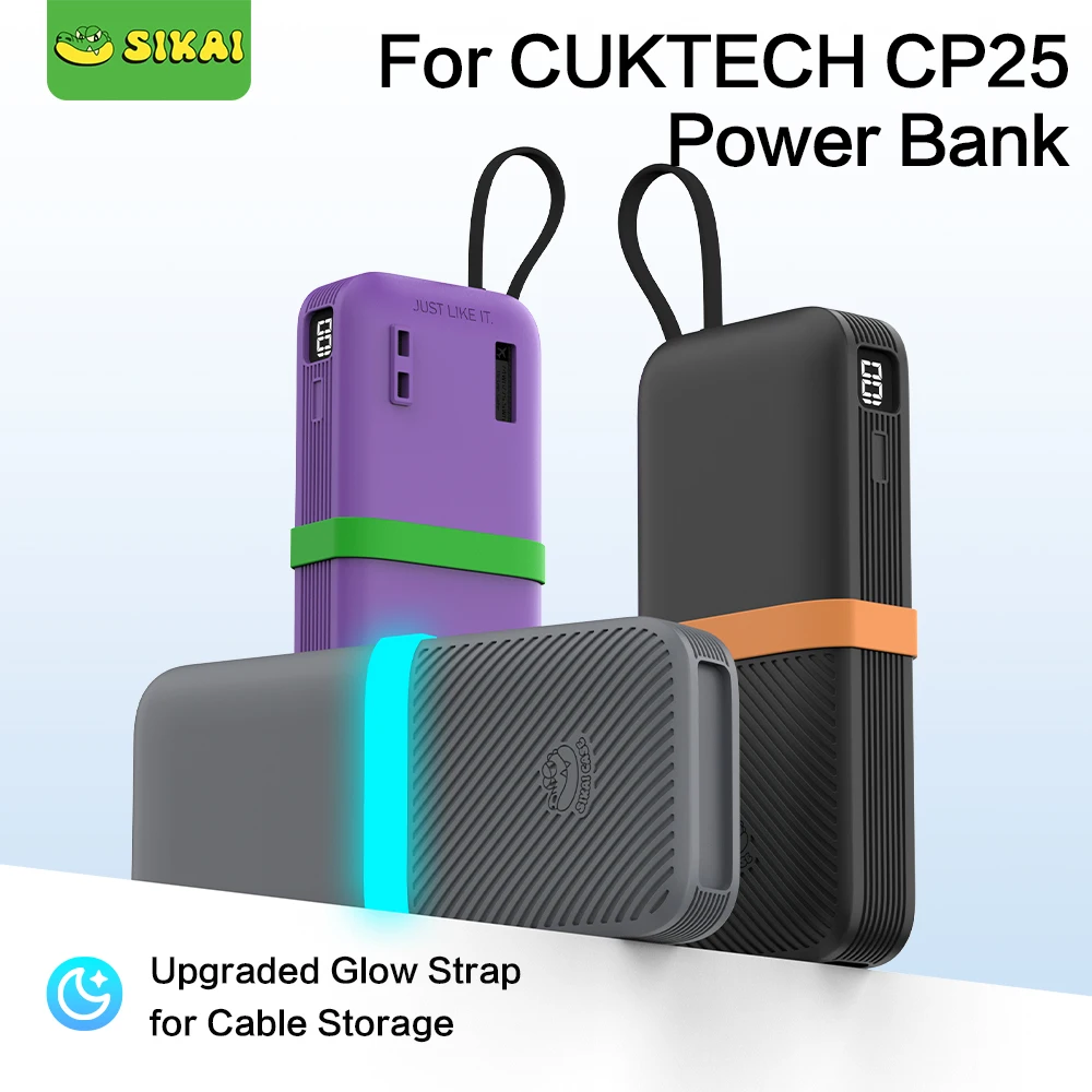 

Силиконовый чехол SIKAI для CUKTECH CP25, 45 Вт, 20000 мАч, внешний аккумулятор с двусторонней быстрой зарядкой, портативный внешний аккумулятор включает кабельный ремешок
