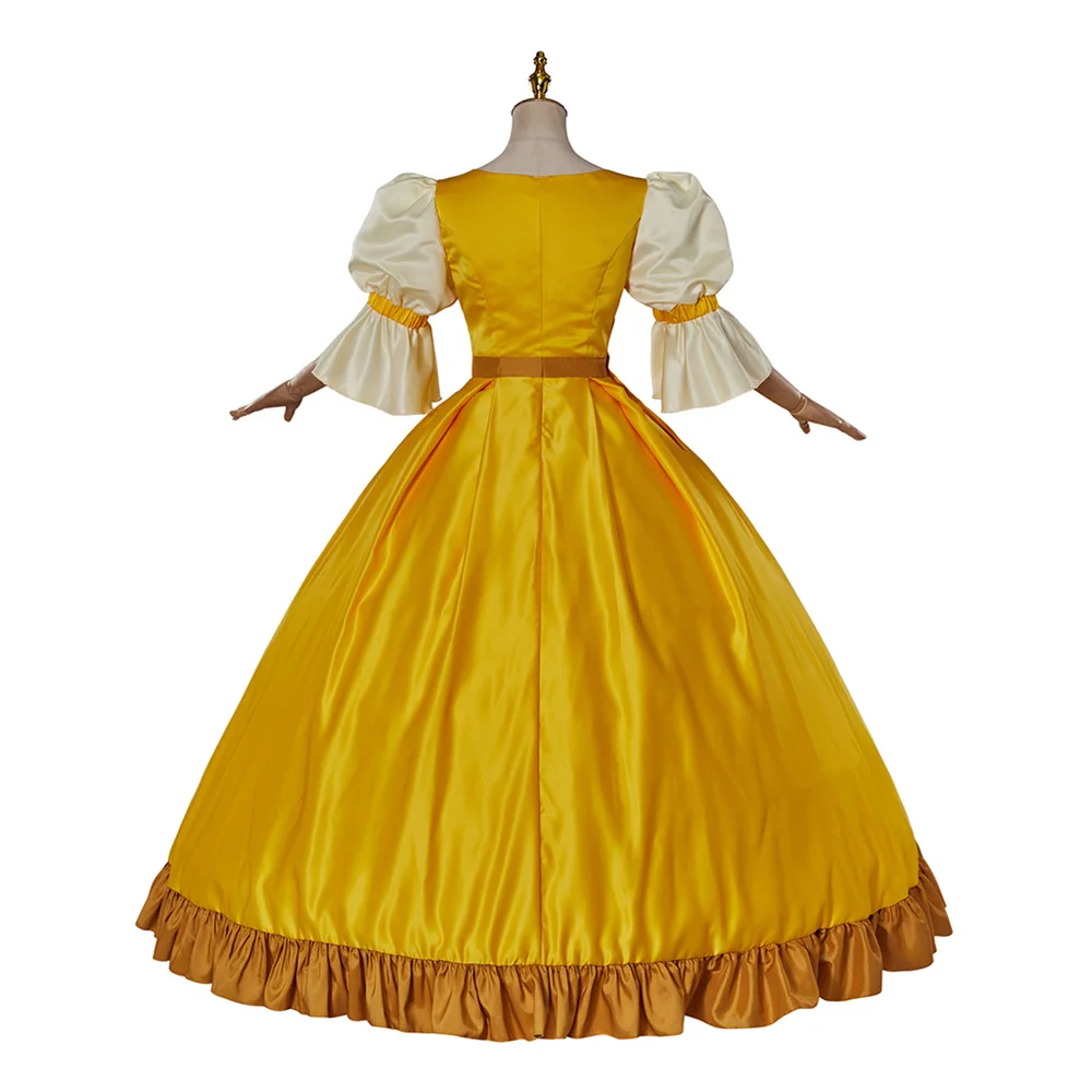 كريستين سانشيز أزياء تنكرية للنساء فستان الأميرة الأصفر روكوكو كوين ماري أنطوانيت ثوب الكرة